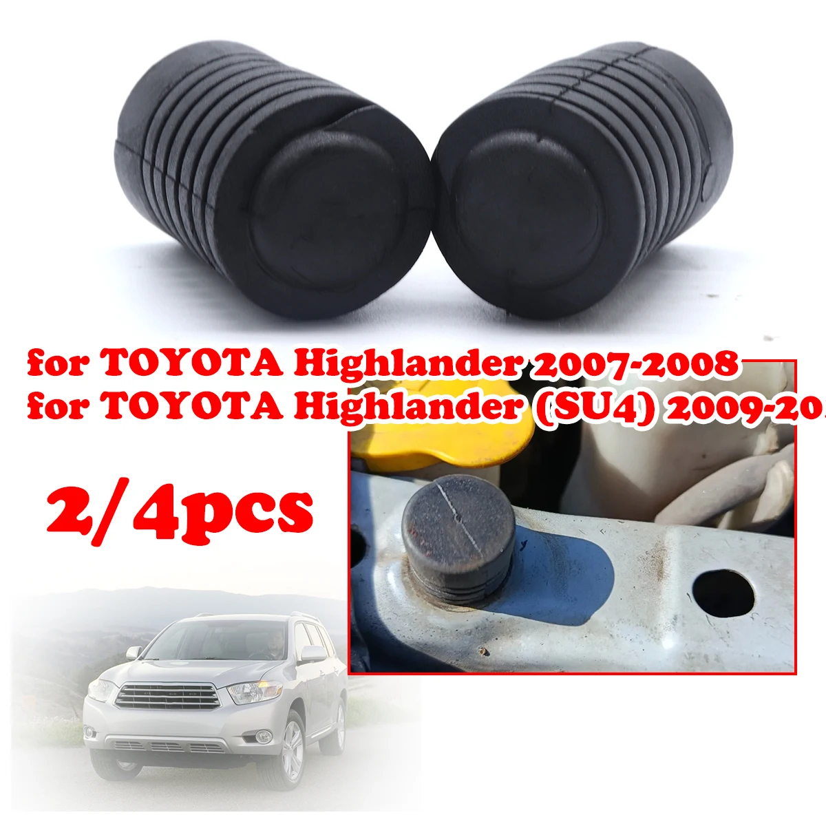 Para TOYOTA Highlander 2007-2015 capó de coche ojal montaje manga capó cojín aislante tronco amortiguador bandas de goma a prueba de golpes muelle
