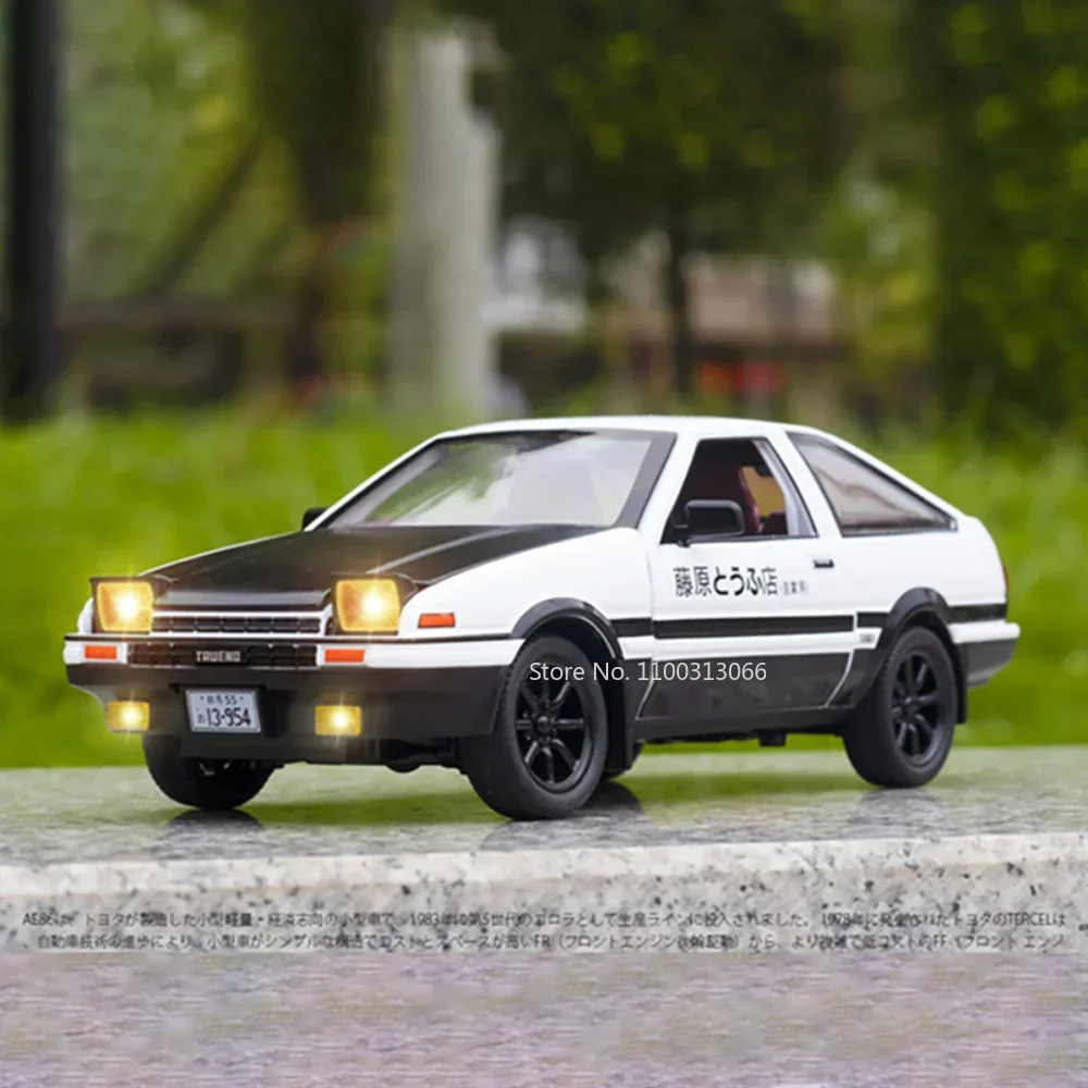 

1:20 Toyota AE86 Литая под давлением модель автомобиля, игрушки, звуковой свет, 4 двери, открытые резиновые шины, имитация транспортных средств, подарки для мальчиков