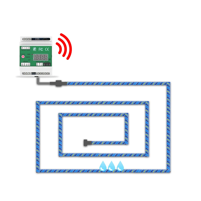 Located Water Leak Sensor Cable Addressable Water Leaking Detector For PC Room Data Center With Connector and End Terminal