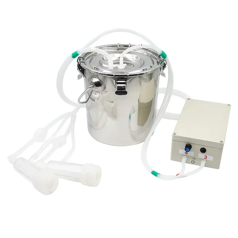 Rechargeable Portable Pulsation Dairy Cow Milker Machine Stainless Steel Milk Bucket Goat Sheep Cow Milking Machine