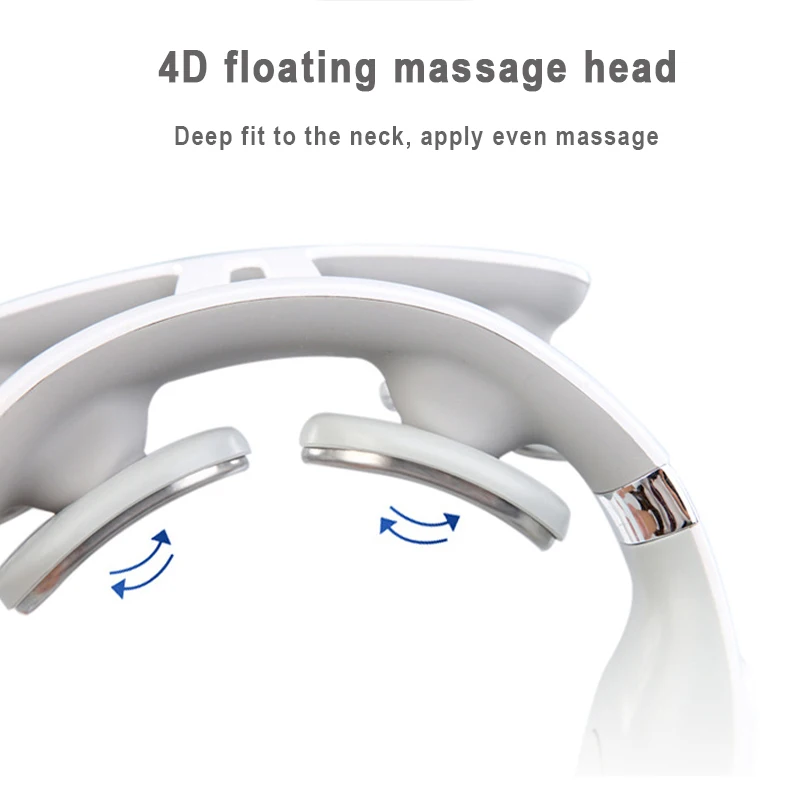 4-head Cervical Massager Strength Adjustment USB Charging Intelligent Voice Heating Neck Massager Neck Care WhiteColor@@white