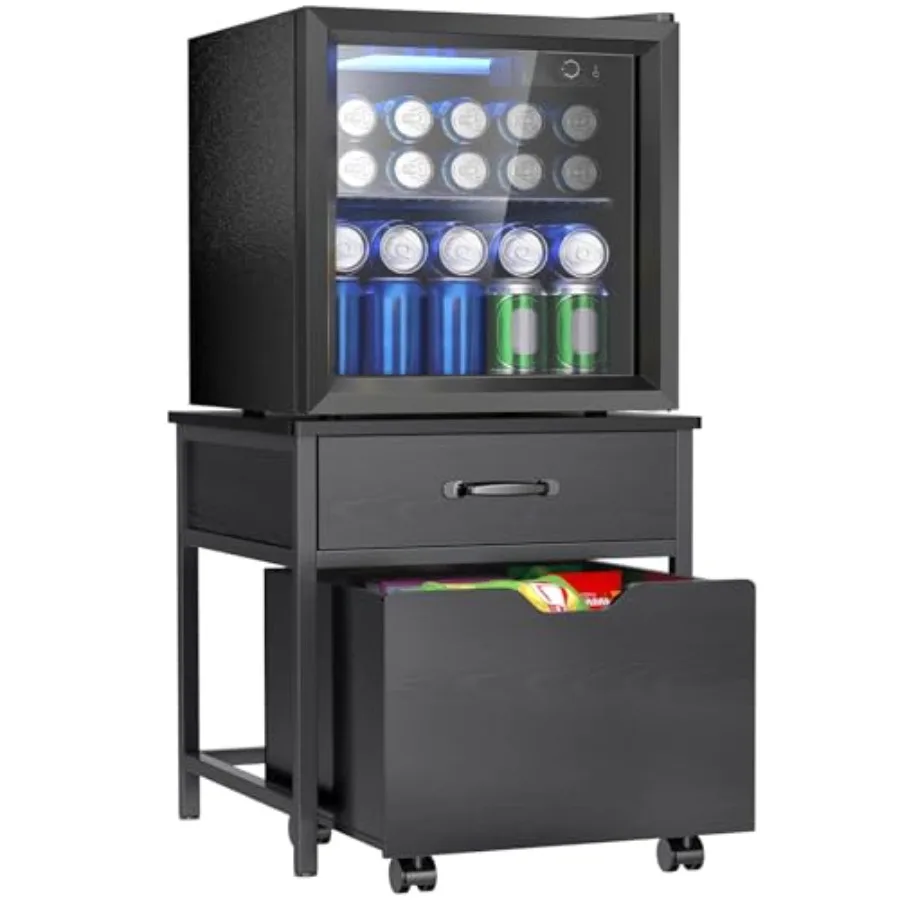 

Compact 18.1 Mini Fridge Stand with Storage in Black for Dorm Apartment Office Bedroom - 220LBS Capacity Tabletop Cabinet