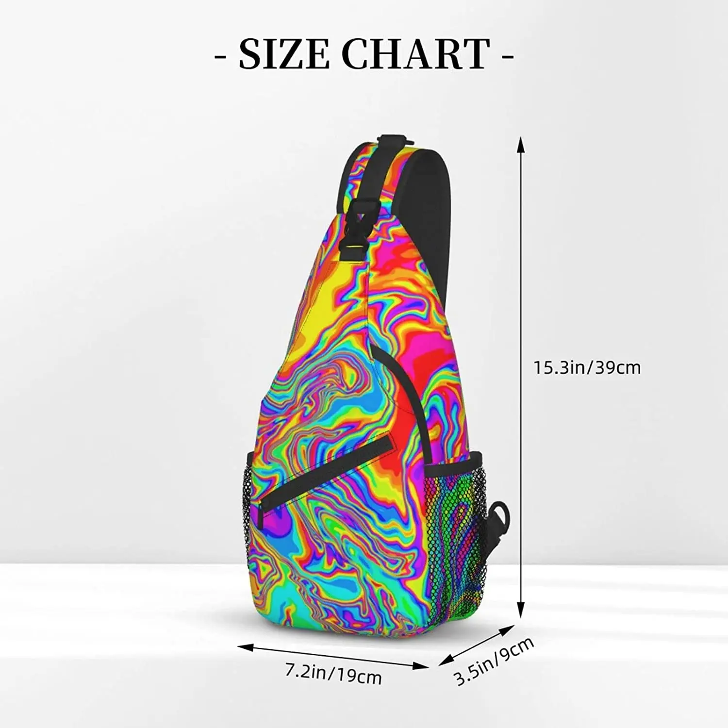 Psychedelic Trippy Sling Backpack,Casual Crossbody Shoulder Backpack Sling Bag Chest Daypack for Men Women Sport Hiking Gym