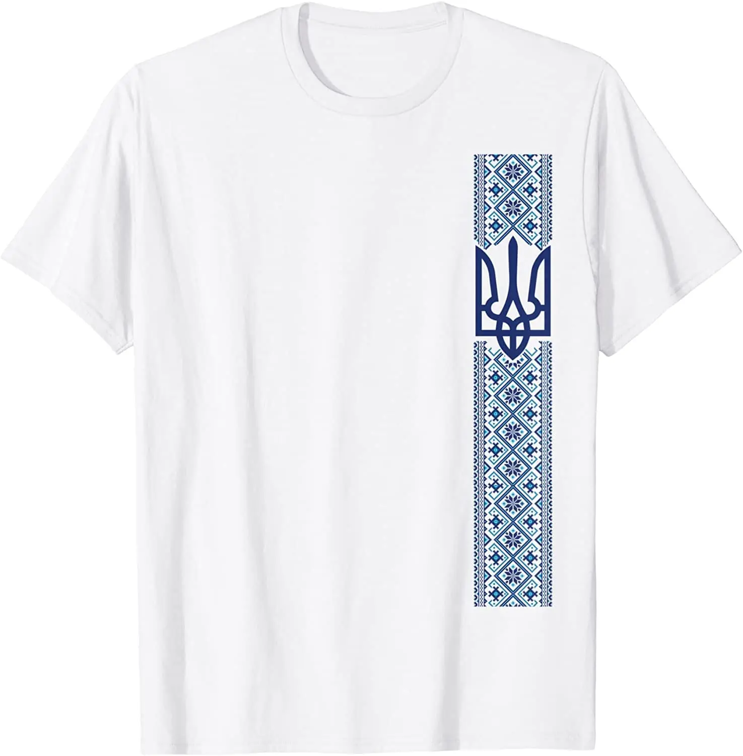 Ukraine Emblem Printed T-shirt Short Sleeve O-Neck T-shirt Casual Mens Top Ukrainian Embroidery Trident Gift Men TShirt