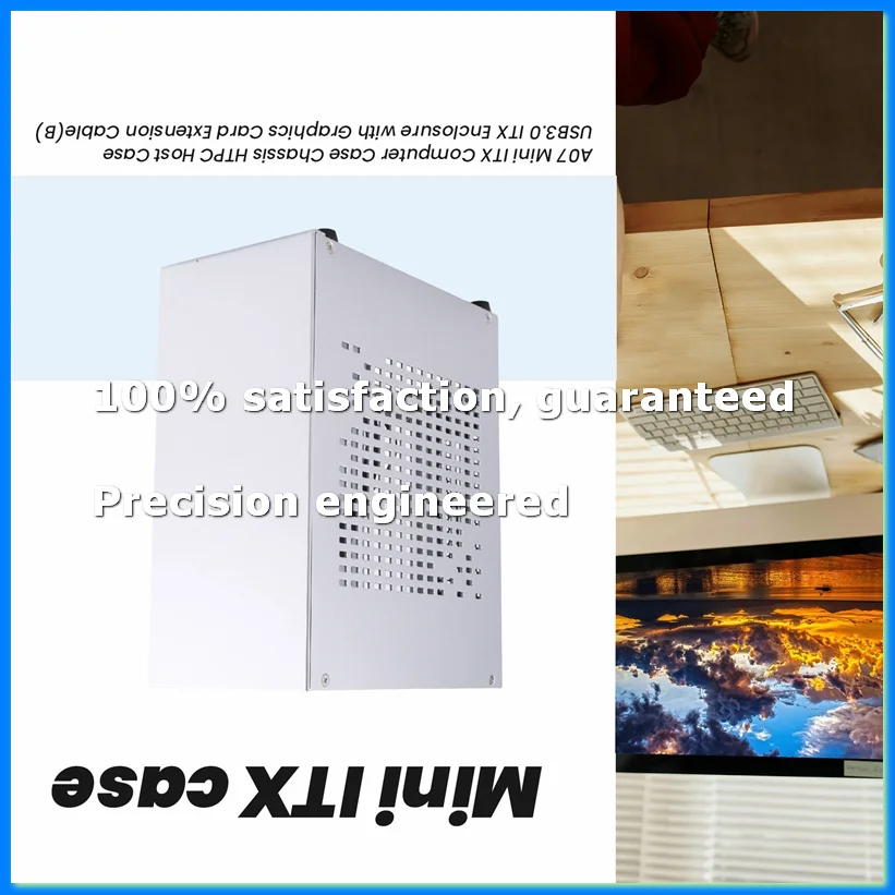 A07 Mini ITX Computer Case Chassis HTPC Host Case USB3.0 ITX Enclosure with Graphics Card Extension Cable(B)-A69M