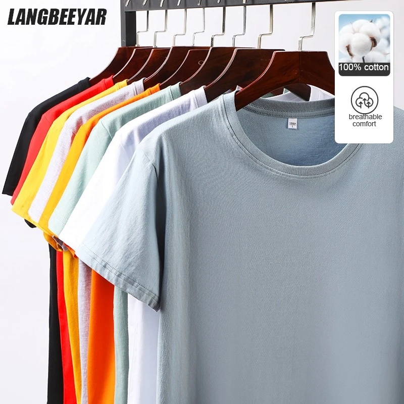 

100 % Cotton Soft New Summer Man Tshirts High Quality Brand Tops Plain Korean Short Sleeve Classic Casual Fashion Men Clothes