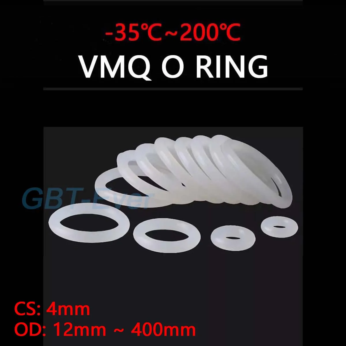 VMQ White Silicone O-Ring Gasket CS 4mm OD 12mm ~ 400mm Silicon O Ring Washer Food Grade Sealing Ring Waterproof & Insulated