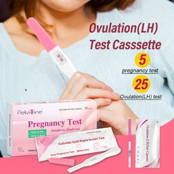 Pelvifine Ovulation & Pregnancy Test Strips Kit: 25 Ovulation Strips and 5 Pregnancy Tests Sticks – Accurate Fertility Tracker