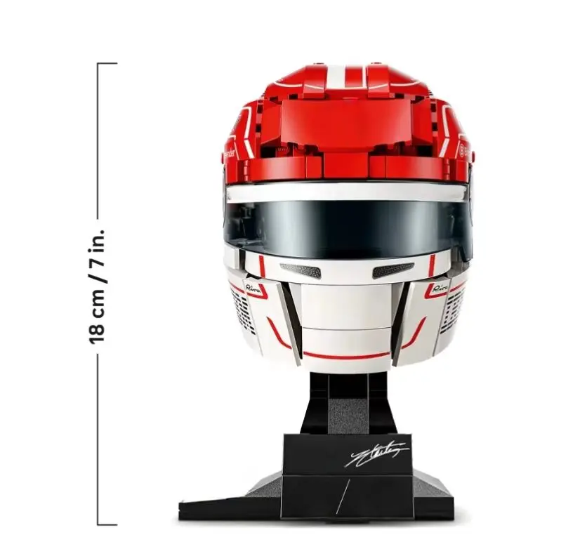 2026 New 886pcs Popula Racing Car Racing Driver Charles Helmet White Red Building Block Puzzle Model Toys Ornament Birthday Gift view 6