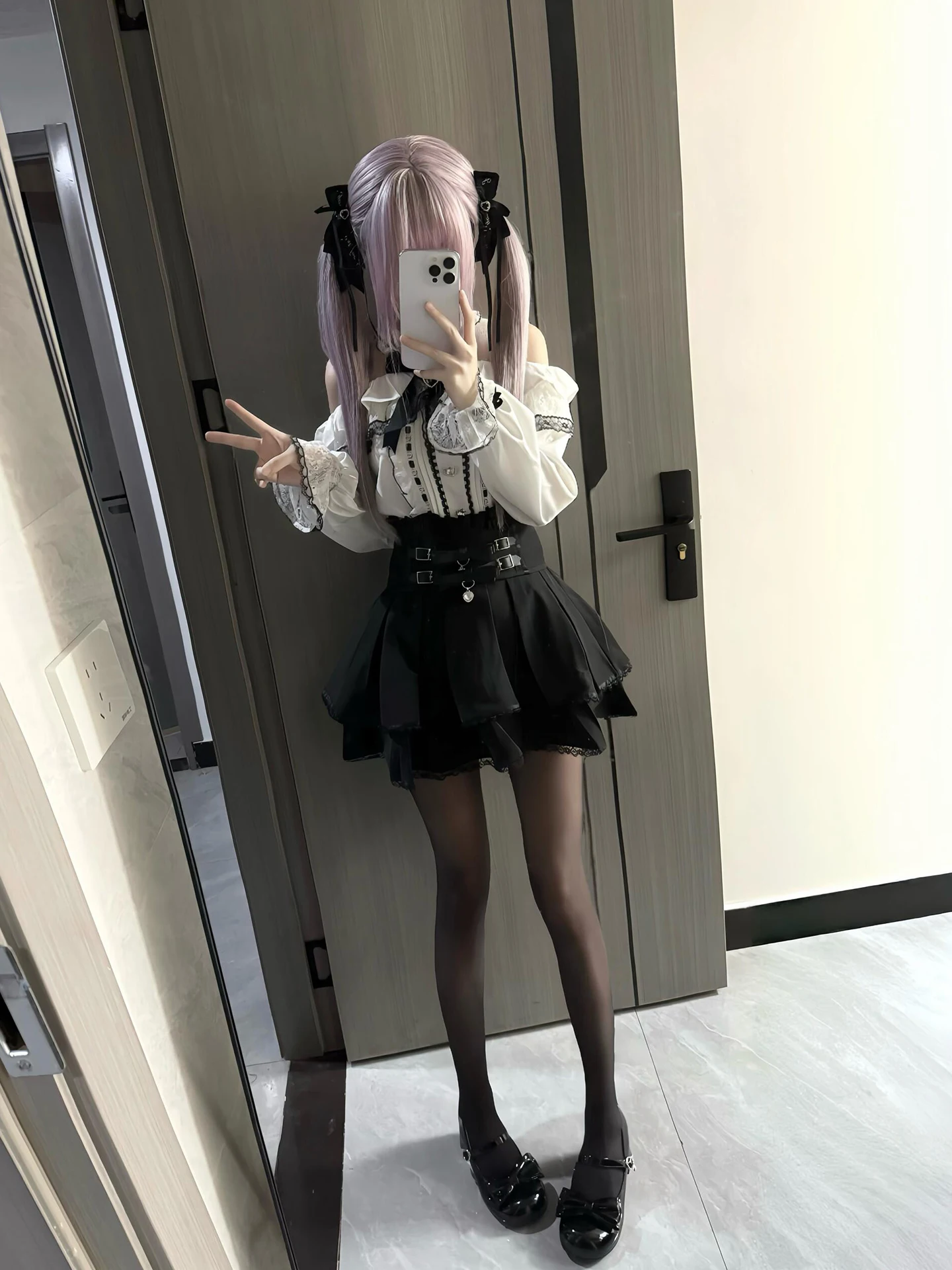 bla-lace-patchwork-long-sve-irt-sweetheart-waist-cinched-double-layer-ort-skirt-japanese-sle-lolita-two-piece-set