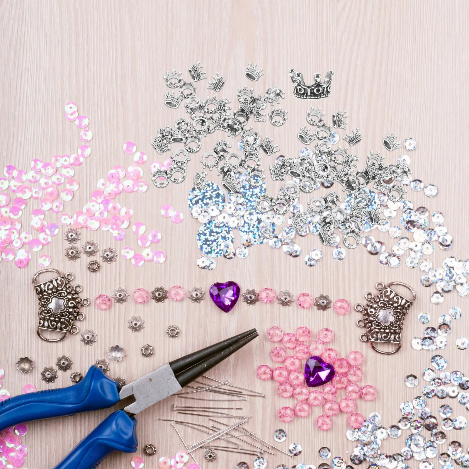 

100pcs Alloy Pendants Crown-Shape Charms For Diy Jewelry Making Supplies Necklace Bracelet Key Ring Decor Unique Hanging Craft