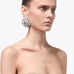 Stonefans Exaggerated Geometric Ear Clips Without Piercing Rhinestone Jewelry Girls Ear Decoration Luxury Designer Statement
