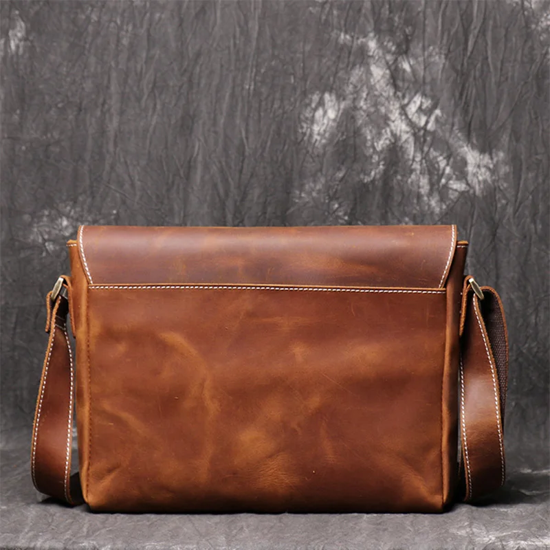 Retro Men\'s Genuine Leather One-shoulder Bag Head Layer Cowhide Cross Style Large Capacity Casual Messenger Bag