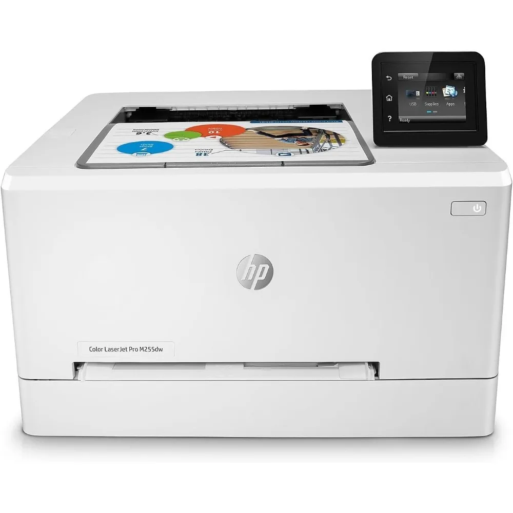 A cores LaserJet Pro Impressora A Laser Sem Fio, Impressão Móvel Remoto, Impressão Duplex, Funciona com Alexa, Branco, M255dw, 7KW64A