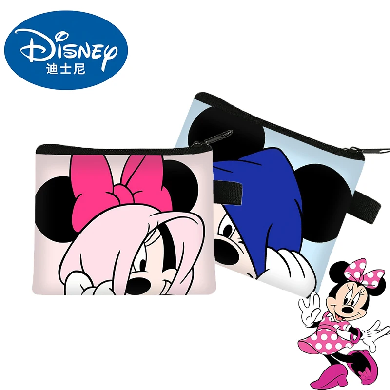 Disney Anime Mickey Mouse Coin Purse Kawaii Minnie Zipper Wallet Cartoon Children Portable Storage Bag Gifts