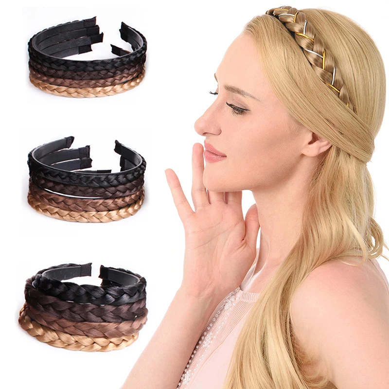 Fishbone warkocz leniwa peruka skręcona opaska damska opaska do włosów spinka do włosów Bohemia antypoślizgowe nakrycie głowy ślubne akcesoria do