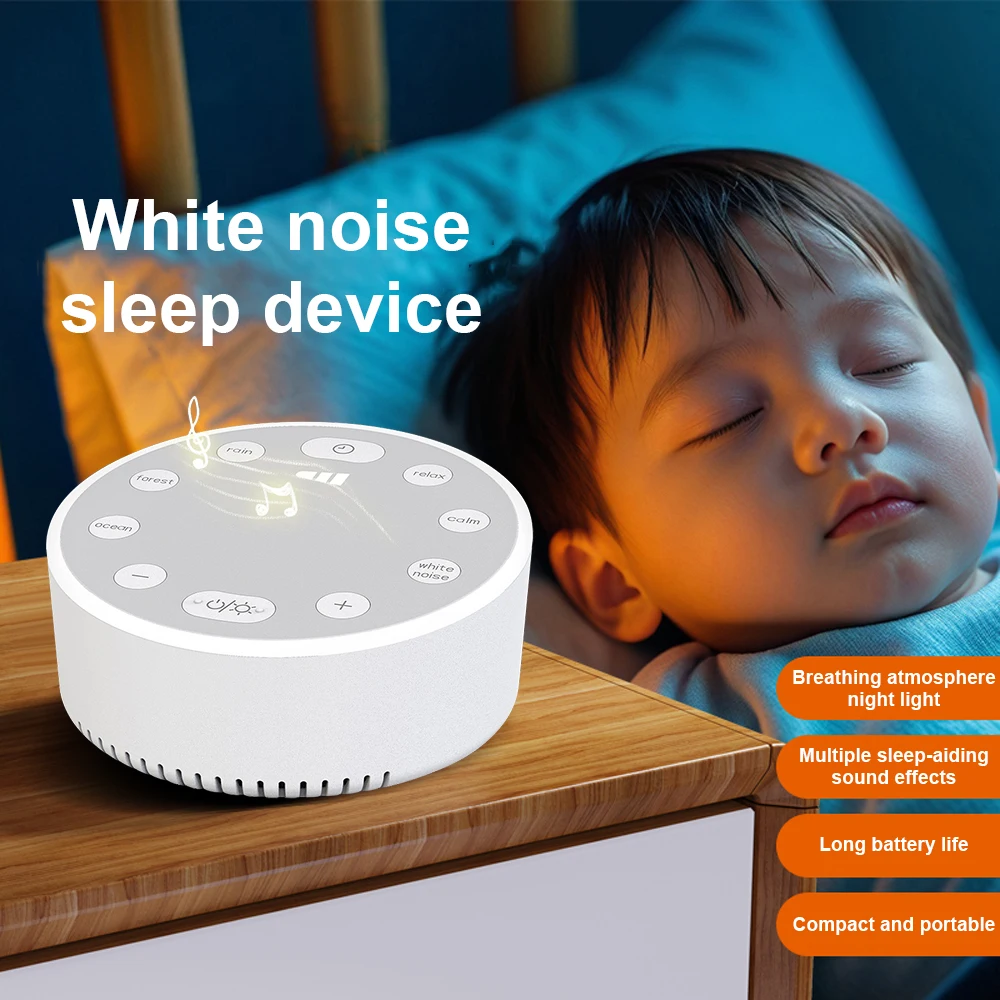 White Noise Machine Portable Baby Sleep Machine Soothing Sounds Sleep Therapy Sound Monitor Generator for Babies Adult Relax