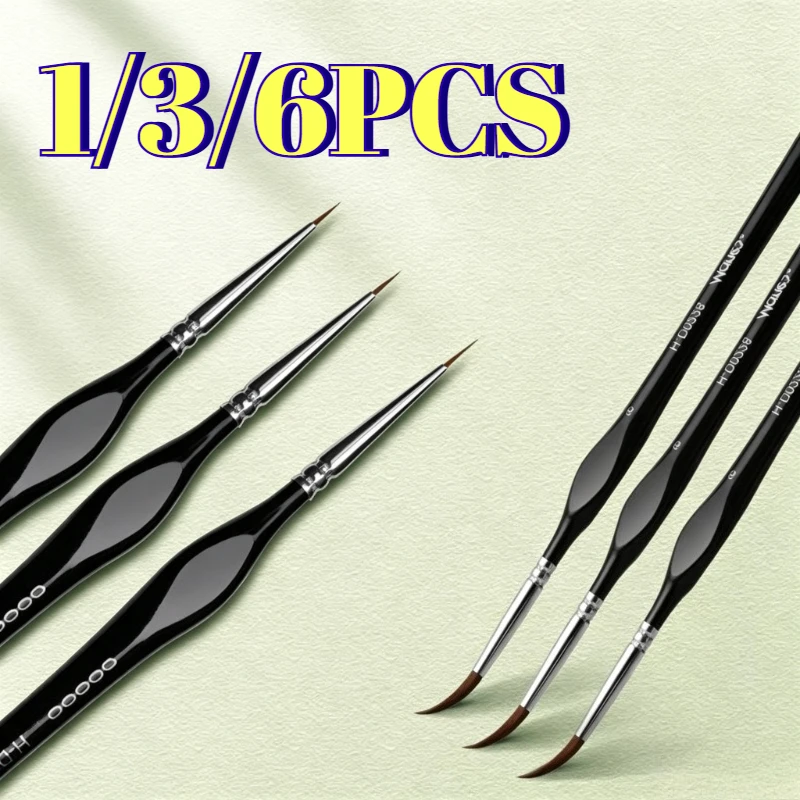 1-6pcs Professional Detail Brush Set - 3/6Pcs Fine Nylon Tip for Acrylic Painting & Miniature Models