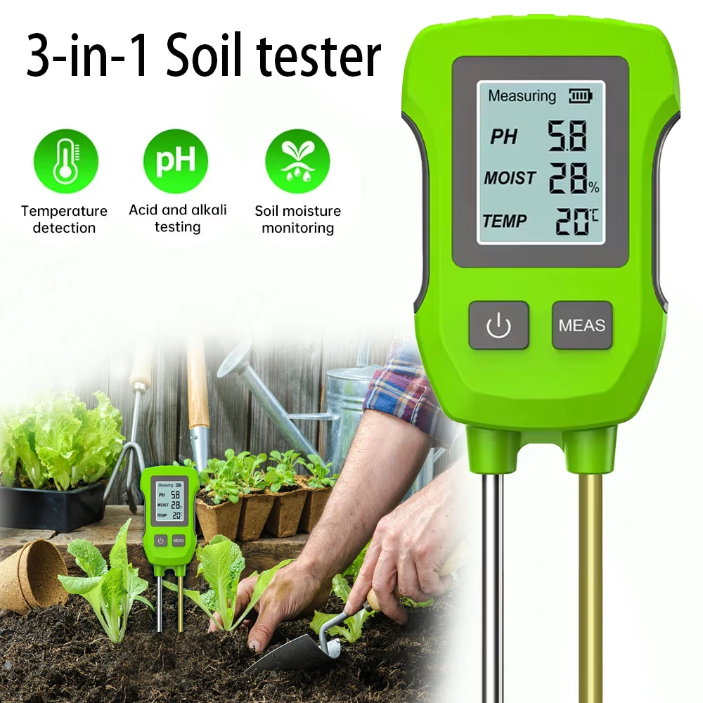 1-5PCS Digital Soil Tester PH/Moisture/Temperature High Accuracy Soil Meter with Backlight for House Plants Garden Lawn Farm