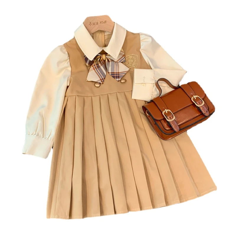 Girls Dress Korean Fashion Dress for Girls Spring Antumn Casual  Princess  Long-Sleeve Dresses School Uniform  Girls Clothing