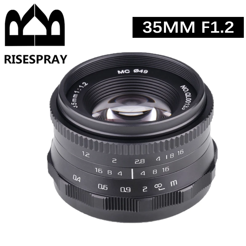 RISESPRAY 35MM F1.2 Large Aperture Portrait Fixed Focus Manual Lens For CANON Fuji Sony Panasonic Olympus Mirrorless Camera