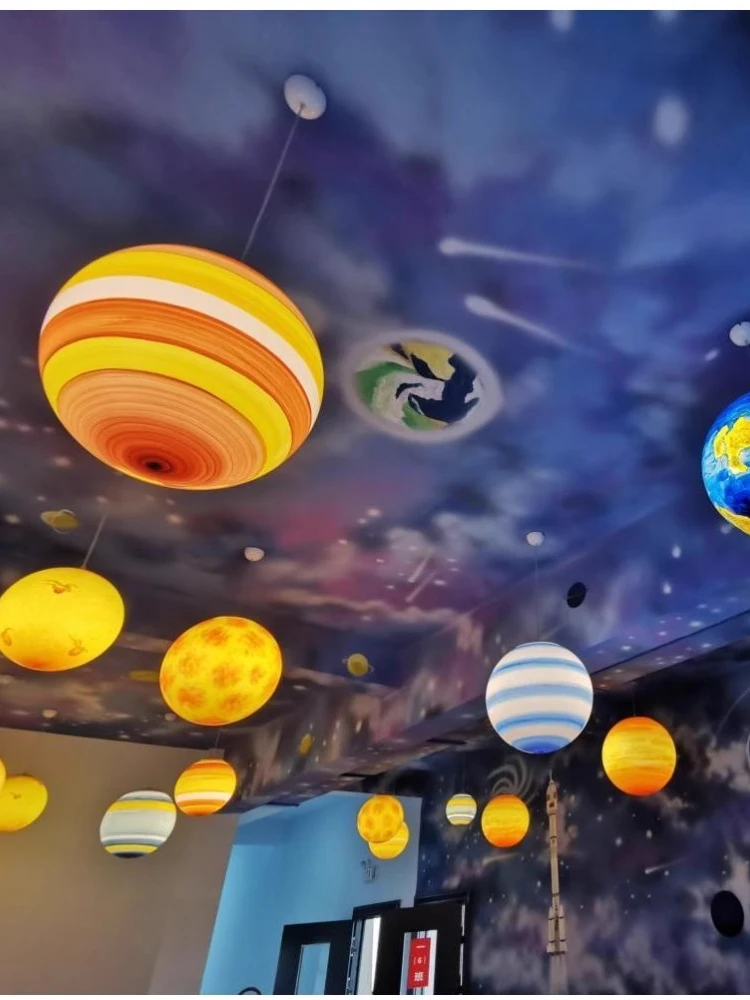Creative Planet Chandelier Earth Light Eight Planets Decorative Starry Sky Moon Light