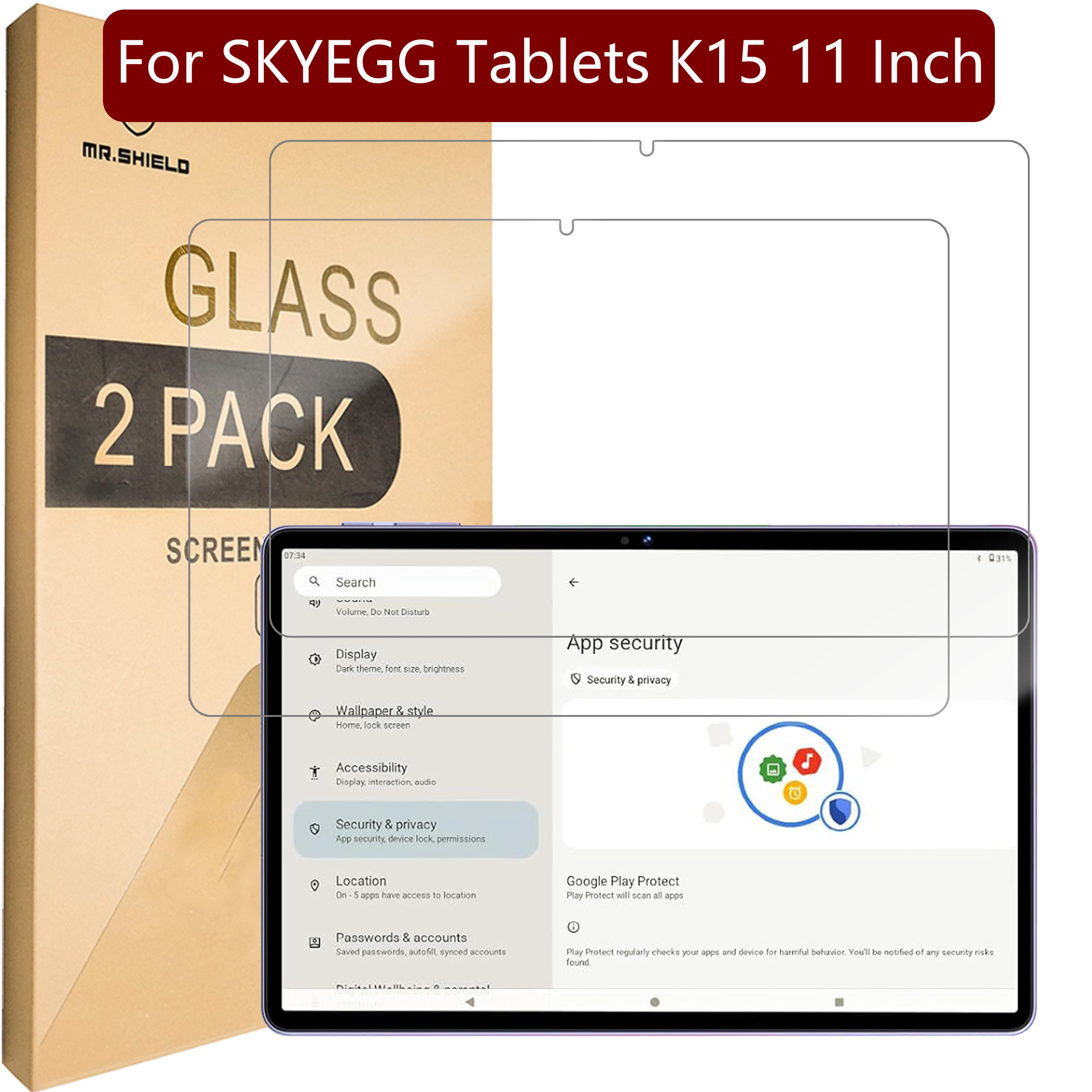 

Защитная пленка для экрана Mr.Shield, совместимая с планшетами SKYEGG Tablets K15 11 Inch [закаленное стекло] [2-PACK] [Японское стекло с твердостью 9H]