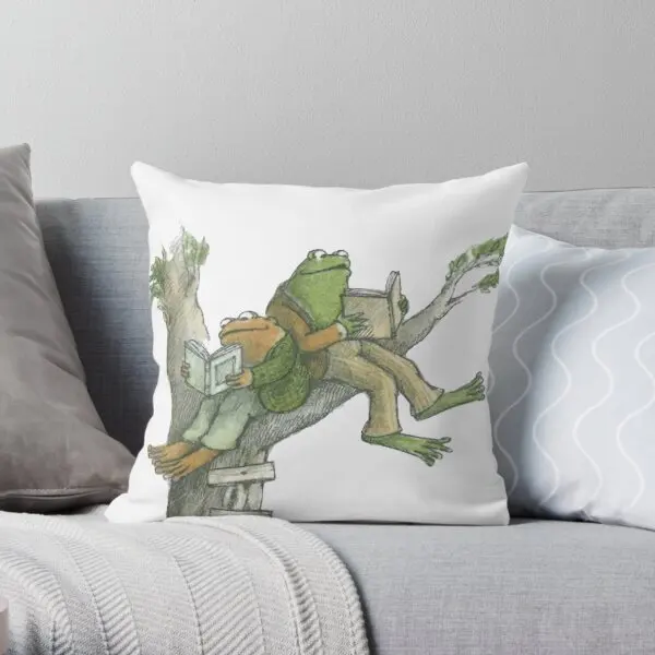 Frog And Toad Reading In Tree  Printing Throw Pillow Cover Throw Decorative Case Soft Anime Car Pillows not include One Side