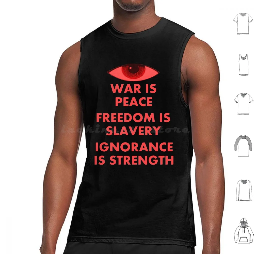 1984 Tank Tops Print Cotton 1984 George Orwell Literature Ingsoc Big Brother Watching You War Ignorance Peace Slavery