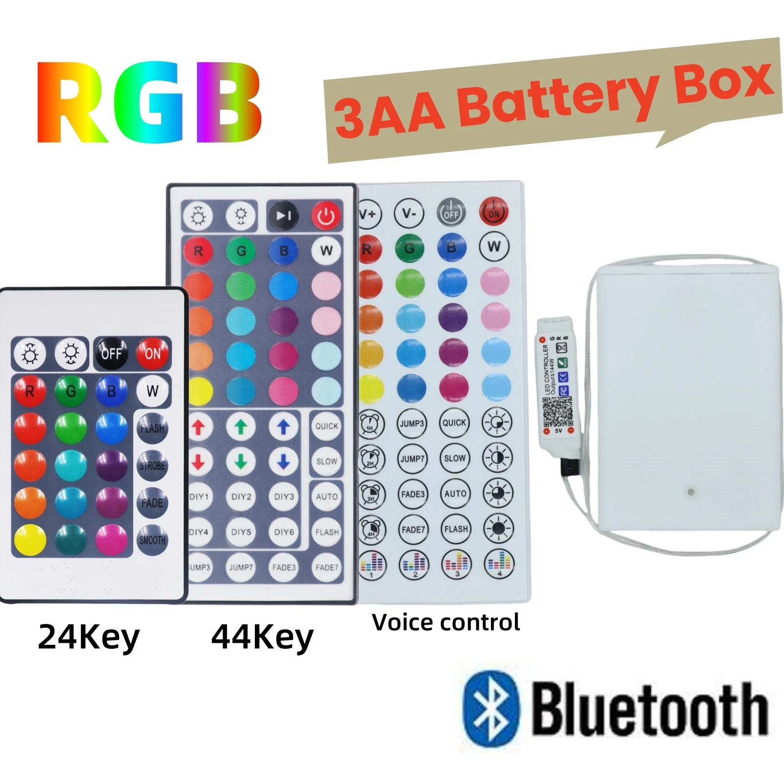 3AA Battery Power RGB Controller For 5V 2835 5050 Neon RGB COB led Strip Light Holder Storage Case Boxes with Switch&Cover