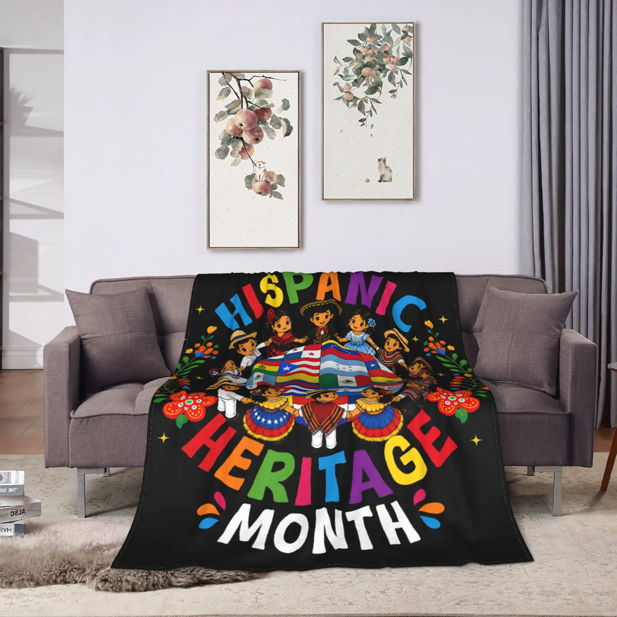 Hispanic Heritage Month All Countries Flags Blanket Quality Soft Comfy  Throw Blanket Winter Picnic Chair Sofa Bed Bedspread