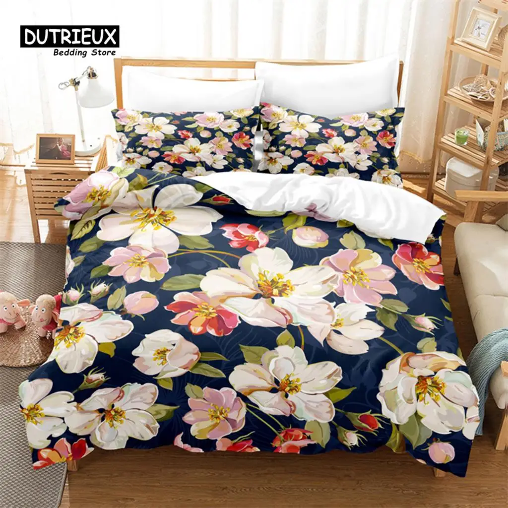 

3pcs Duvet Cover Set, Bright Flowers Bedding Set, Soft Comfortable Breathable Duvet Cover, For Bedroom Guest Room Decor