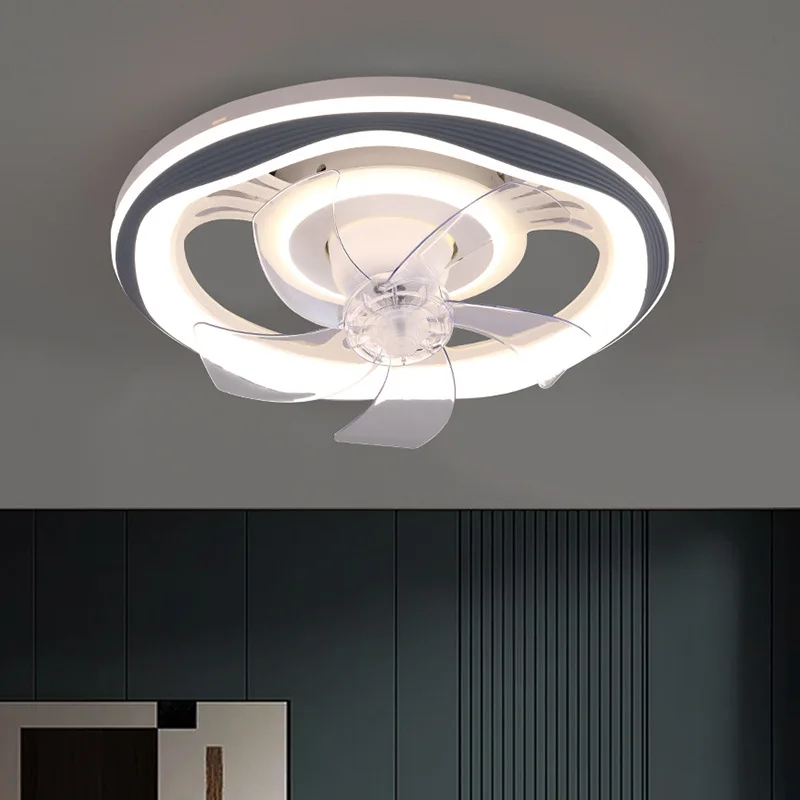 Modern Simple Invisible Fan Light LED Living Room Bedroom Ceiling Fan Light Nordic Light Luxury Timed Remote Control Fan Lamp