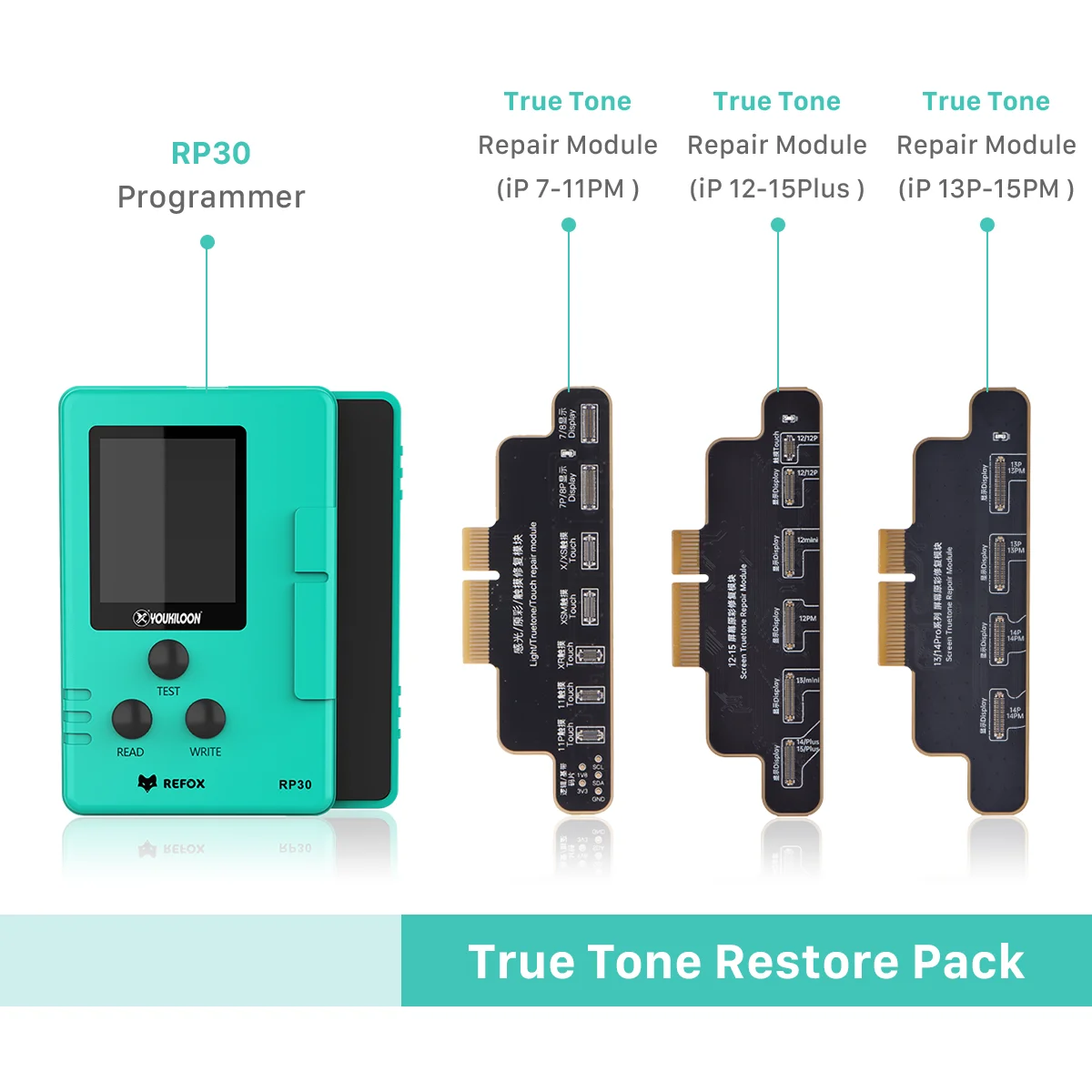 REFOX RP30 True Tone Repair Tool Kit (Programmer*1+Module*3) for iPhone True Tone/Touch/Light Repair