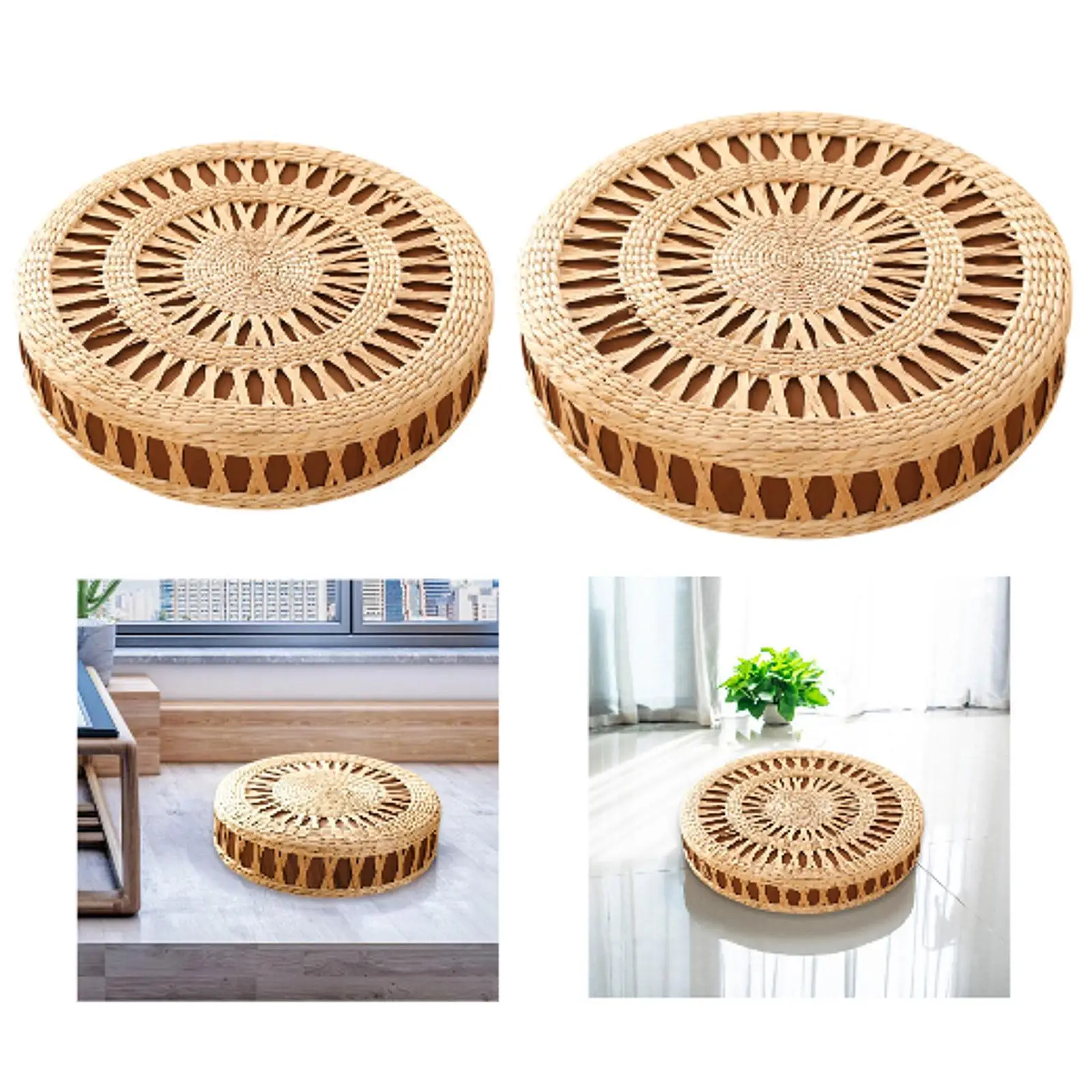 

Hand Woven Meditation Pillow Handcrafted Sitting Pad Tatami Floor Pillow for Living Room Bedroom Tea Ceremony Office Indoor