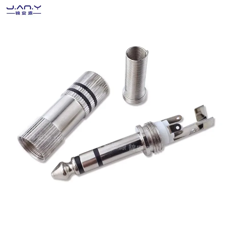 Pure copper stereo dual channel 6.35 audio connector three core 6.5mm microphone microphone plug DIY welding wire
