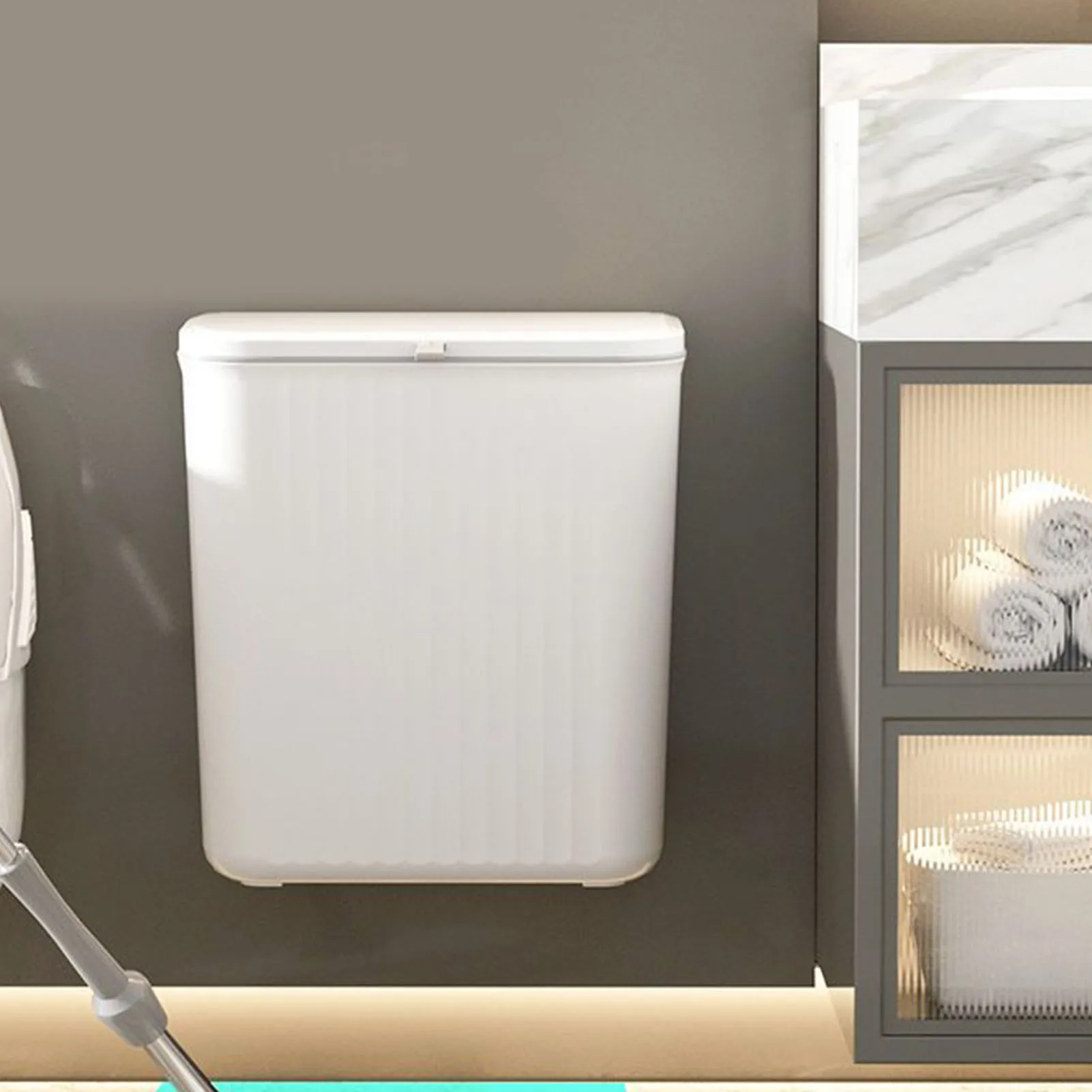 9L Wall Mounted Trash Can Household Galley Waste Bin Hanging Bathroom Trash Can With Lid Food Garbage Bin Kitchen Accessories