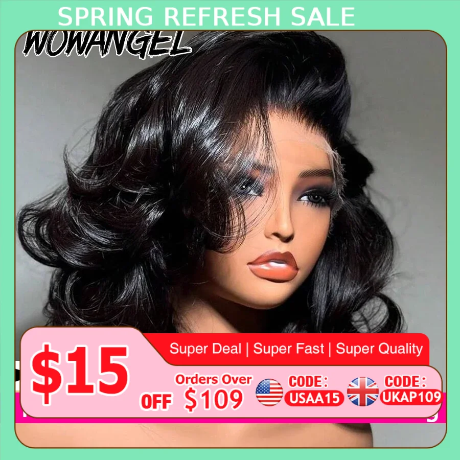 

Body Wave Short Bob Wig 250 Density 13x6 HD Lace Front Human Hair Wigs Pre Plucked With Baby Hair Full frontal Wigs For Women