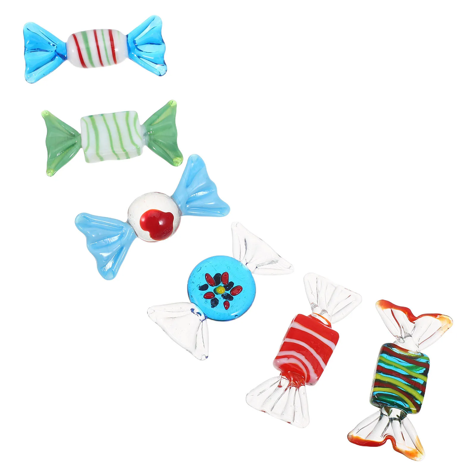 

6Pcs Vintage Glass Candy Decor Handmade Set for Festive Home Party Event Table Ornaments and Tree Decor