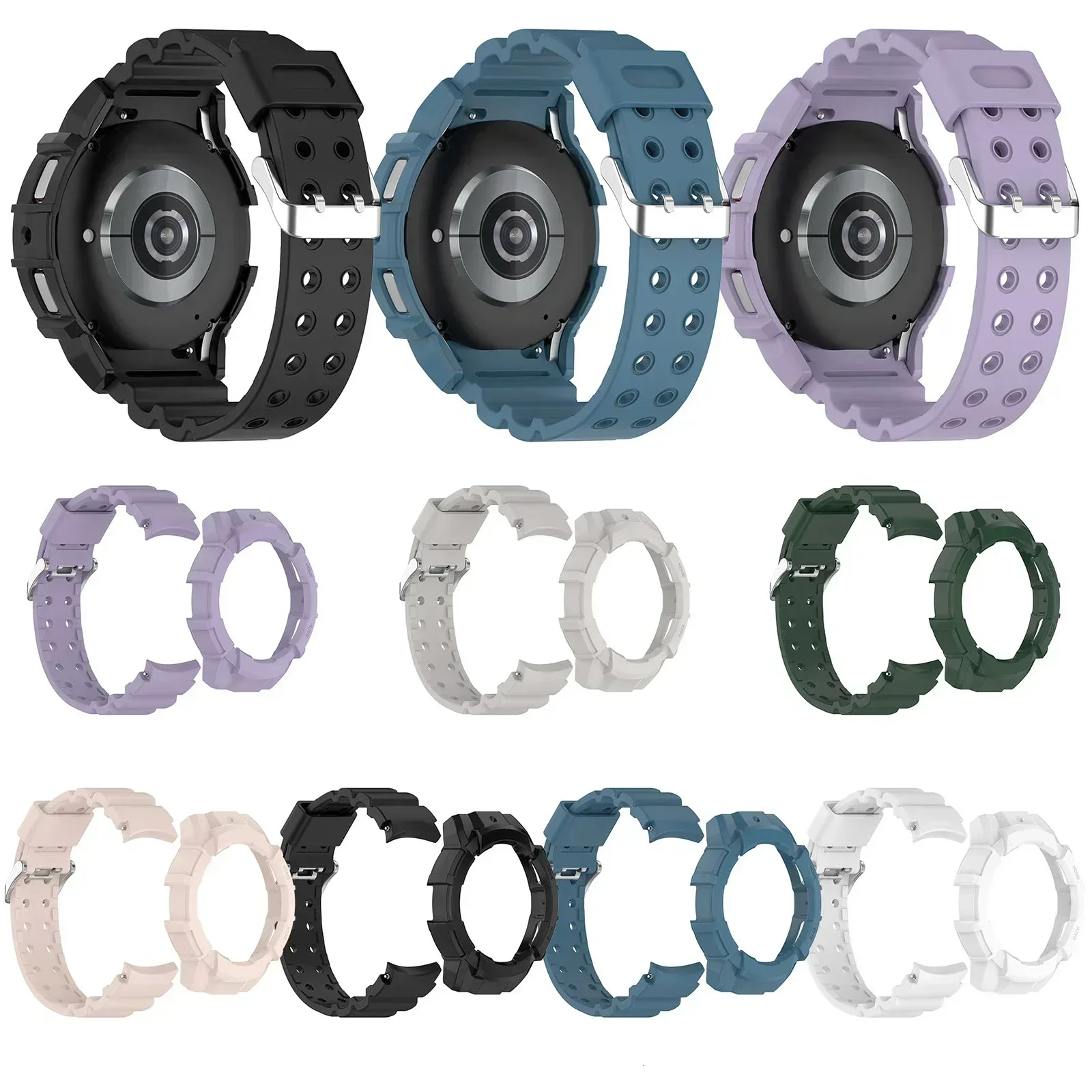 Case+Band for Samsung Galaxy Watch 6 40mm 44mm Armor Sports Silicone Protector Cover Strap for Samsung Watch Bumper Accessories