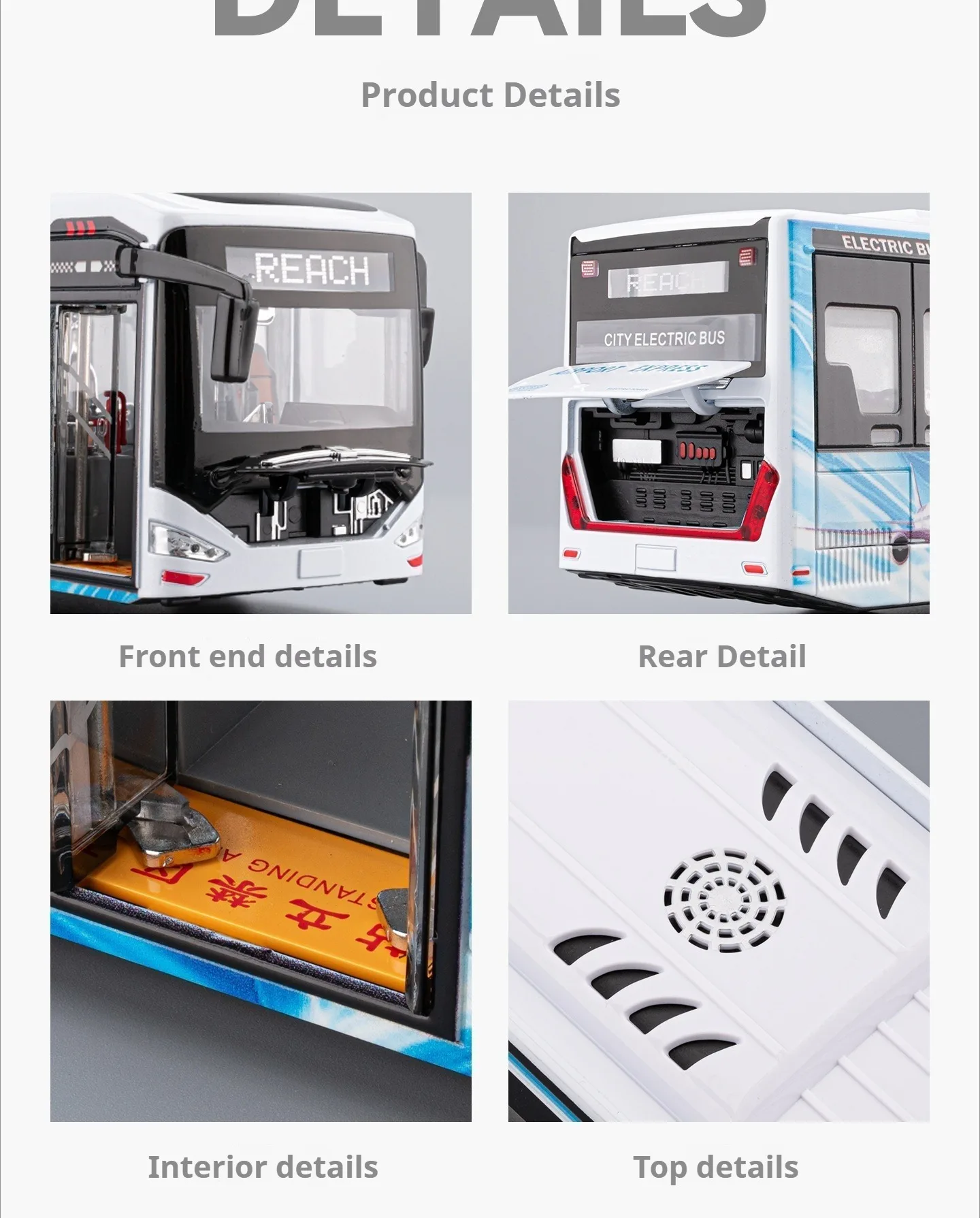 โมเดลรถบัสพลังงานใหม่ สเกล 1:42 ของเล่นโลหะผสมแบบหล่อขึ้นรูป ประตูเปิดได้ ดึงหลังวิ่งได้ มีเสียงและไฟ กระจกทุกบาน เป็นของขวัญวันเกิดสำหรับเด็ก