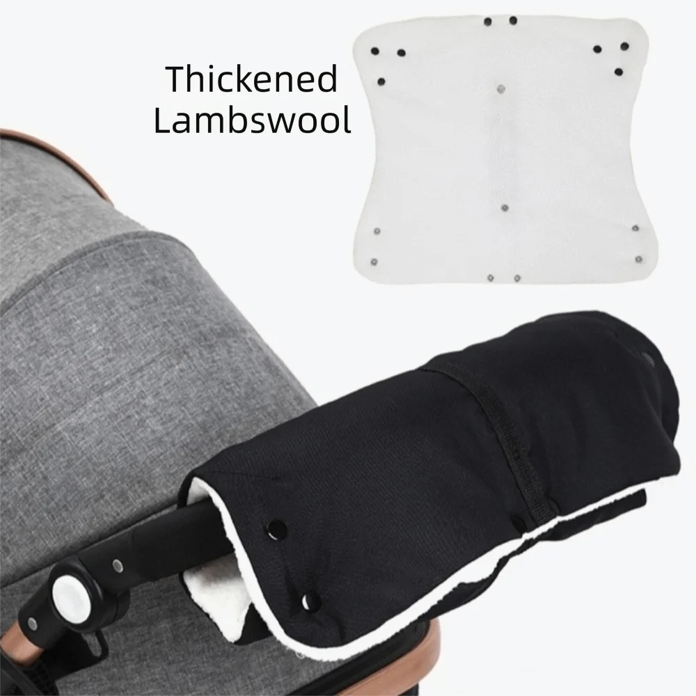 New Windproof Pram Hand Muff Warm Waterproof Stroller Accessories Lined Insulated Baby Stroller Gloves Winter Use