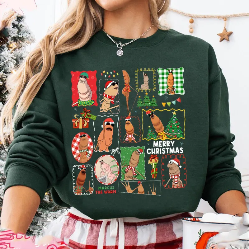 ماركوس الدودة عيد الميلاد البلوز لا أحب هذا روك هوديس الفيروسية ميمي فريد هوديي هدية الكريسماس أفكار ملابس حريمي #1