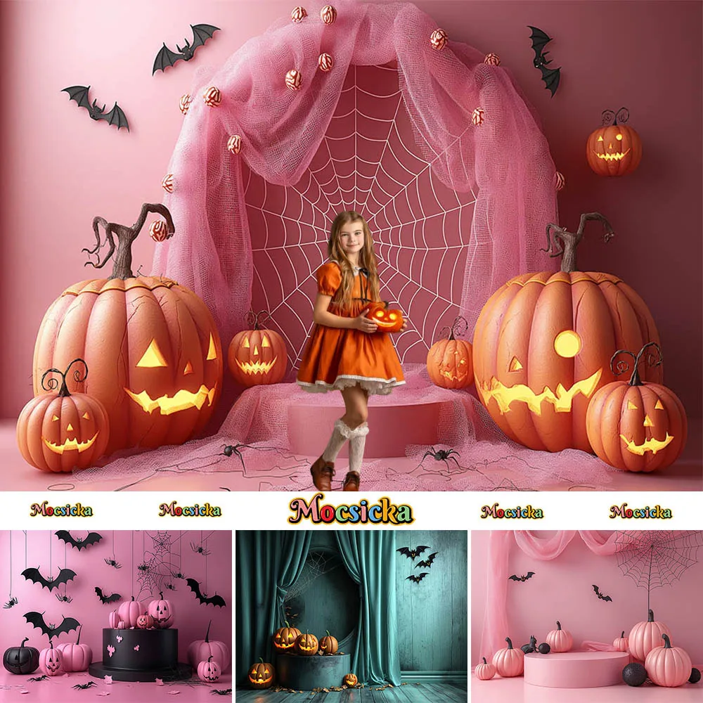 

Happy Halloween Photography Background Horror Pumpkin Moon Castle Holiday Decorations Kids Party Backdrop Studio Props