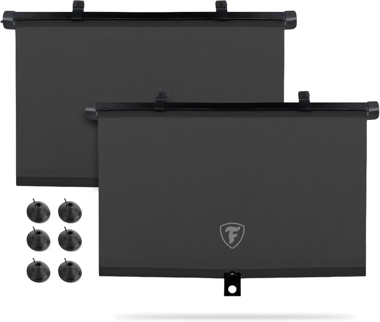 

2 Pack Retractable Car Sunshades - Blocks 99% UV, Glare & Heat, Compact Black Window Shades