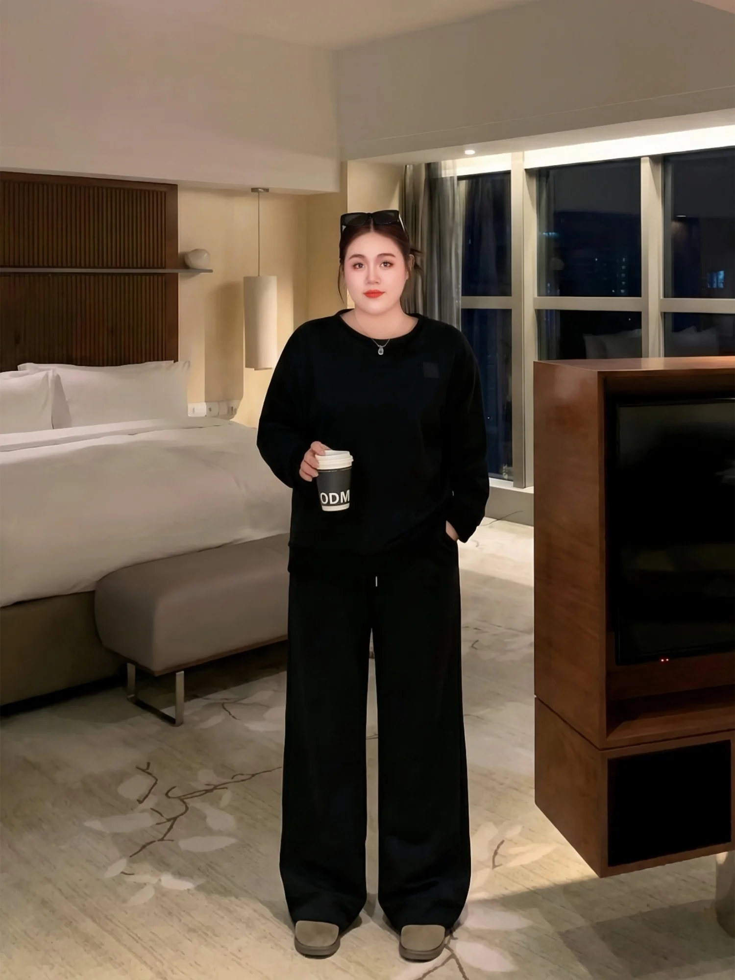 

Casual Style round Neck Sweatshirt Pants Set plus Size Spring Fashion plus Size Women's Clothing Comfortable Breathable Cotto...