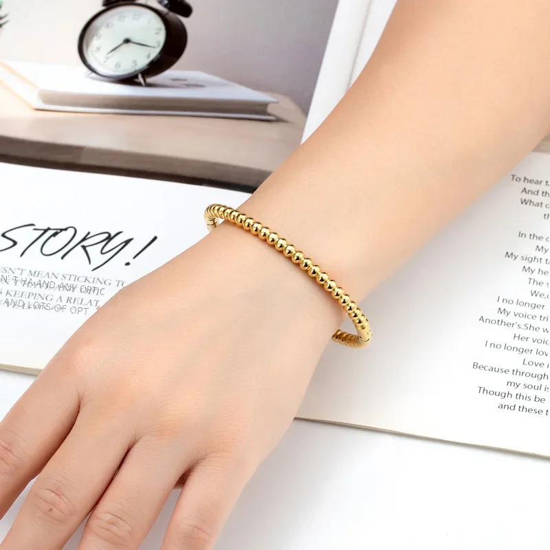 High Quality Imitation Beads Bracelet  Shape Design  Stainless Steel Bracelet For Women Love Bangle Jewelry Gifts Wholesale