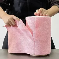 1Roll 20Sheets Reusable Microfiber Cleaning Wipes Household Kitchen Dish Rags Towel Rolls Wash Paper Towel Replacement Lint-Free