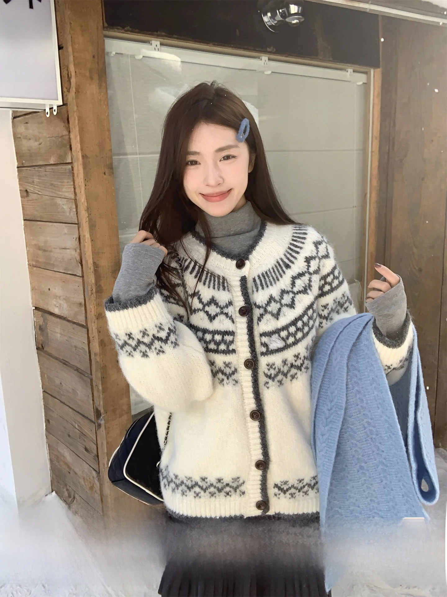 

Вязаный свитер Morning Bloom Cisas Island для женщин, зимний, в корейском стиле, мягкий, с длинными рукавами, кардиган-топ