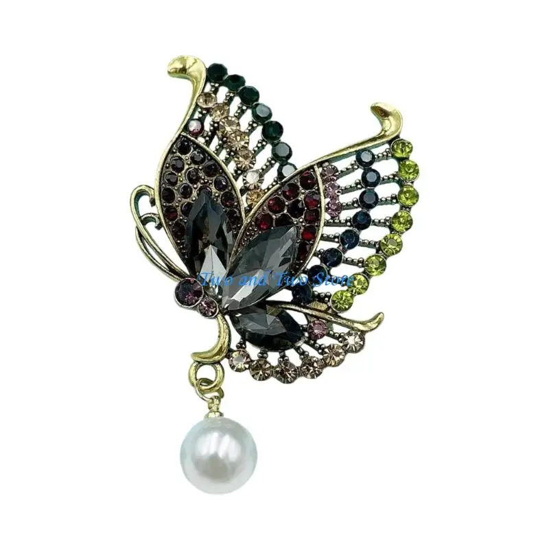 HX6F Sparkling Crystal Butterfly Jewelry Jewelry Pin